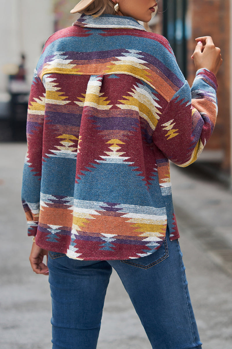 Aztec Pattern Button-Up Jacket