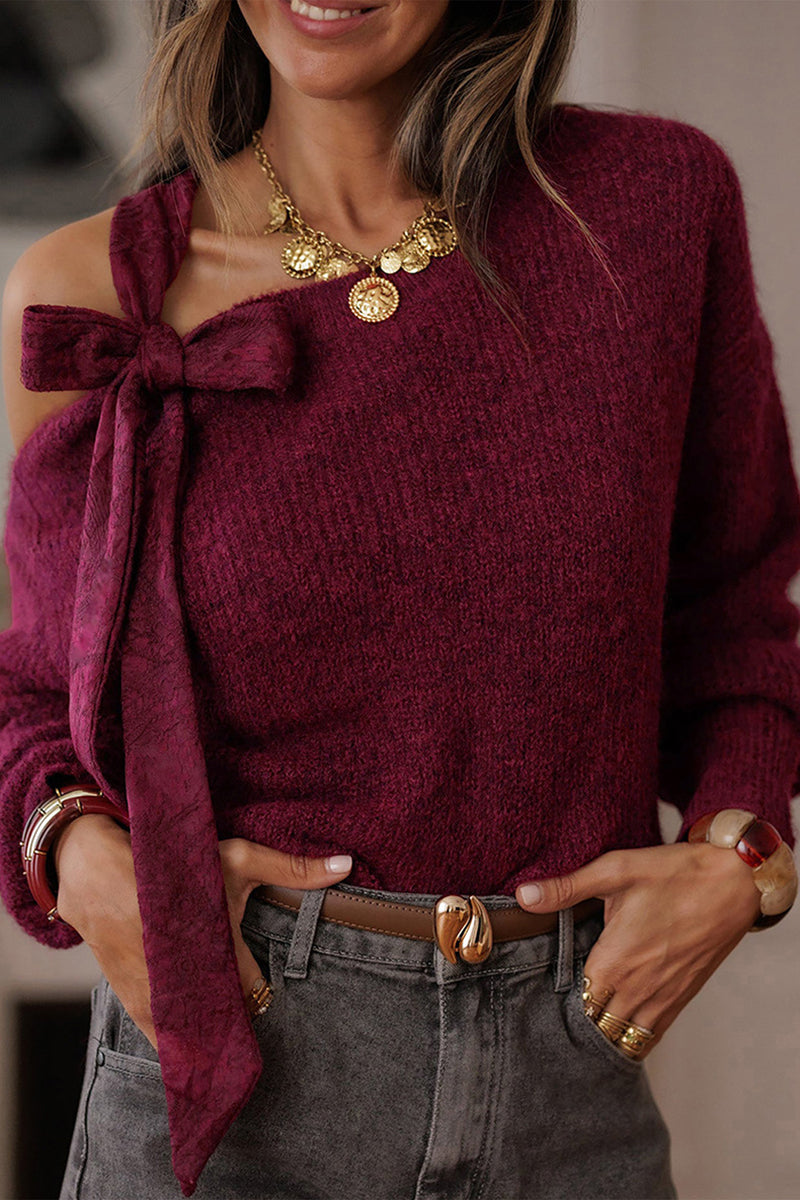 Bow Shoulder Knit Sweater