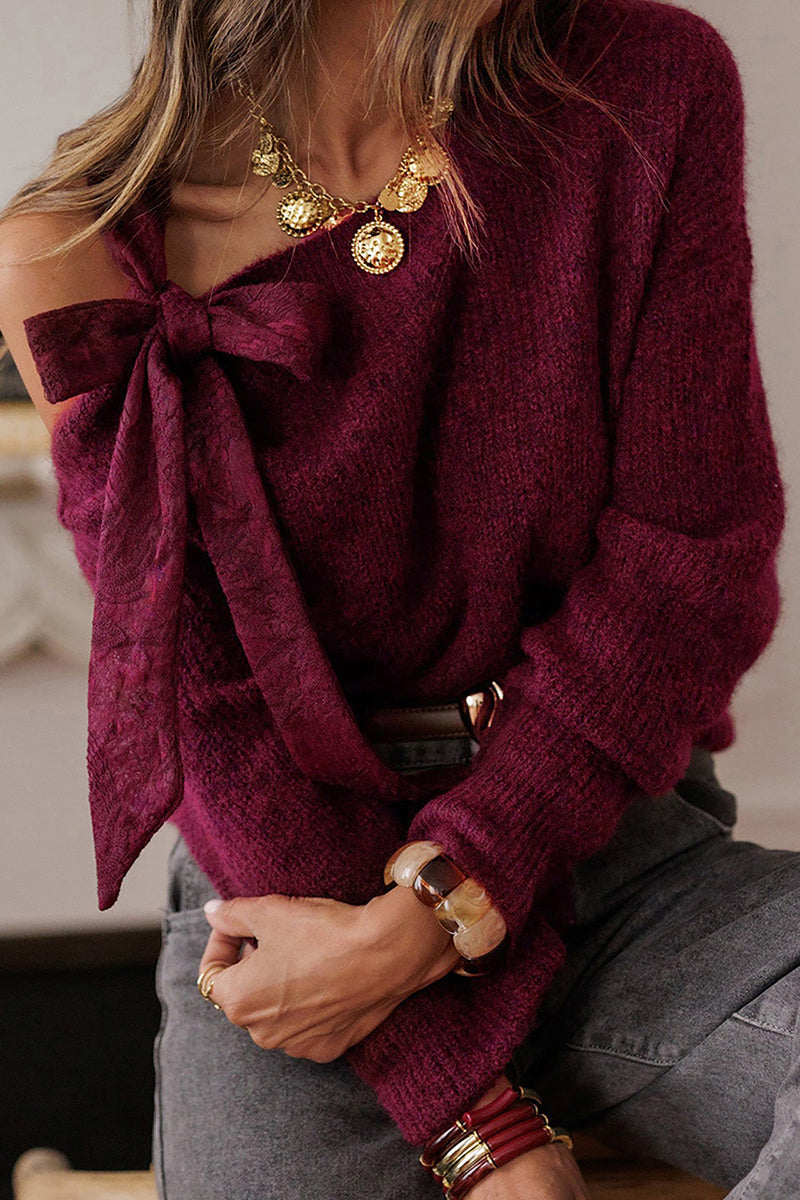 Bow Shoulder Knit Sweater