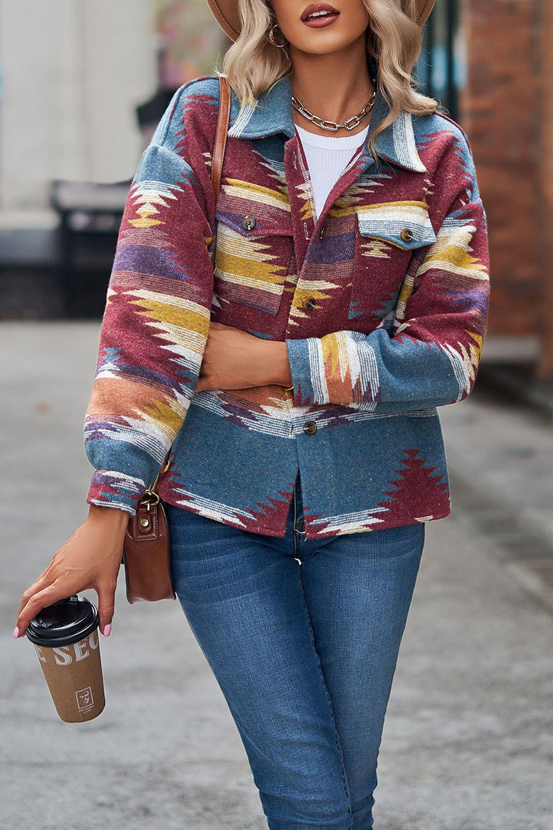Aztec Pattern Button-Up Jacket