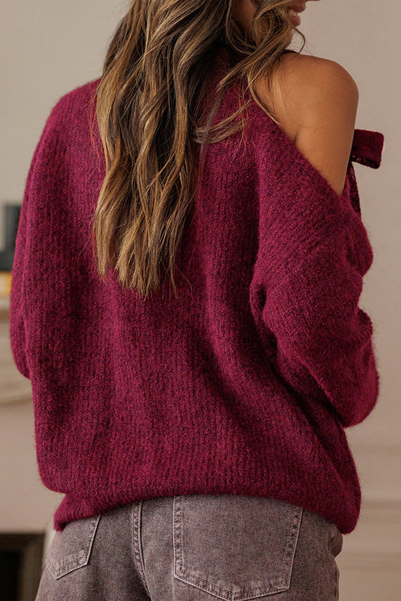 Bow Shoulder Knit Sweater