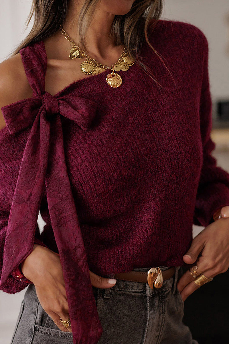 Bow Shoulder Knit Sweater