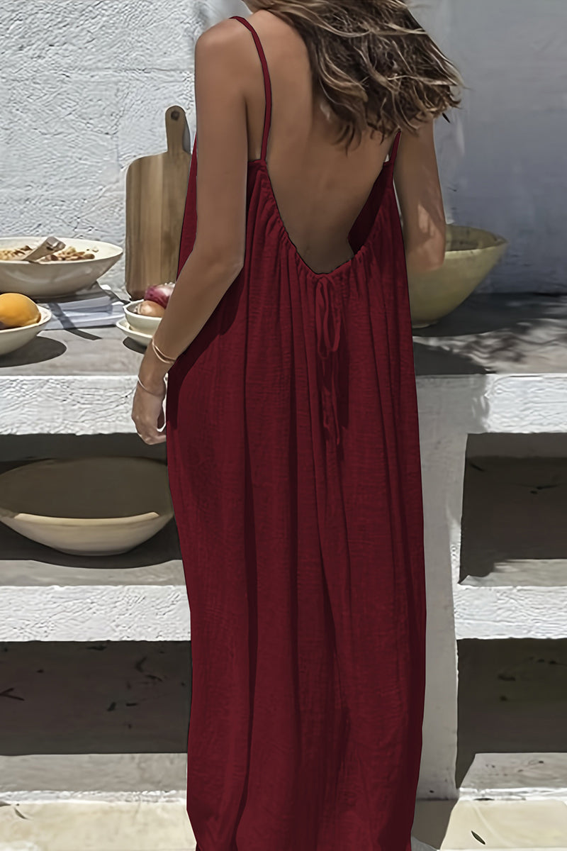 Backless Flowy Sleeveless Casual Dress