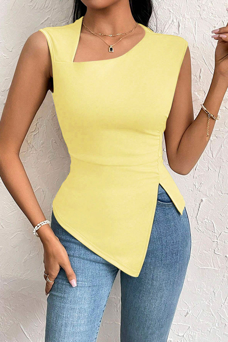 Asymmetric Sleeveless Bodycon Top