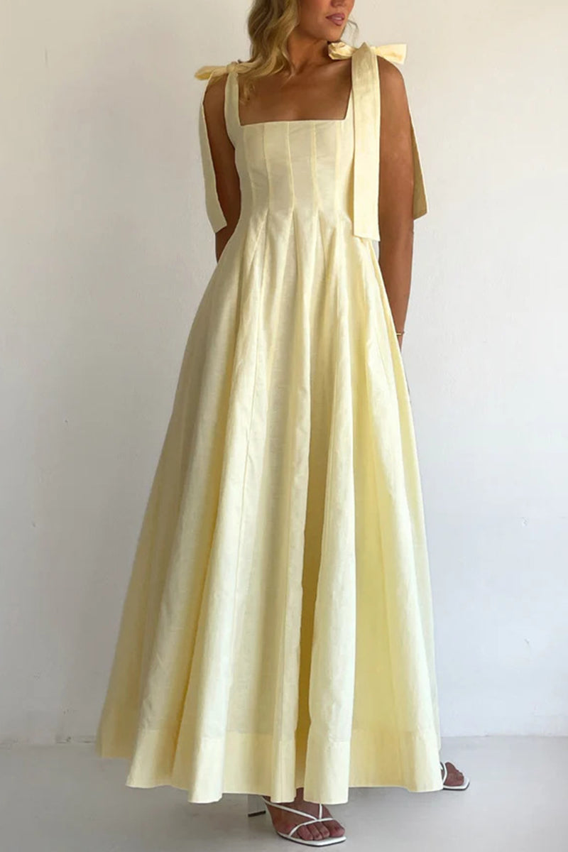Bow Tie Strap Sleeveless Maxi Dress