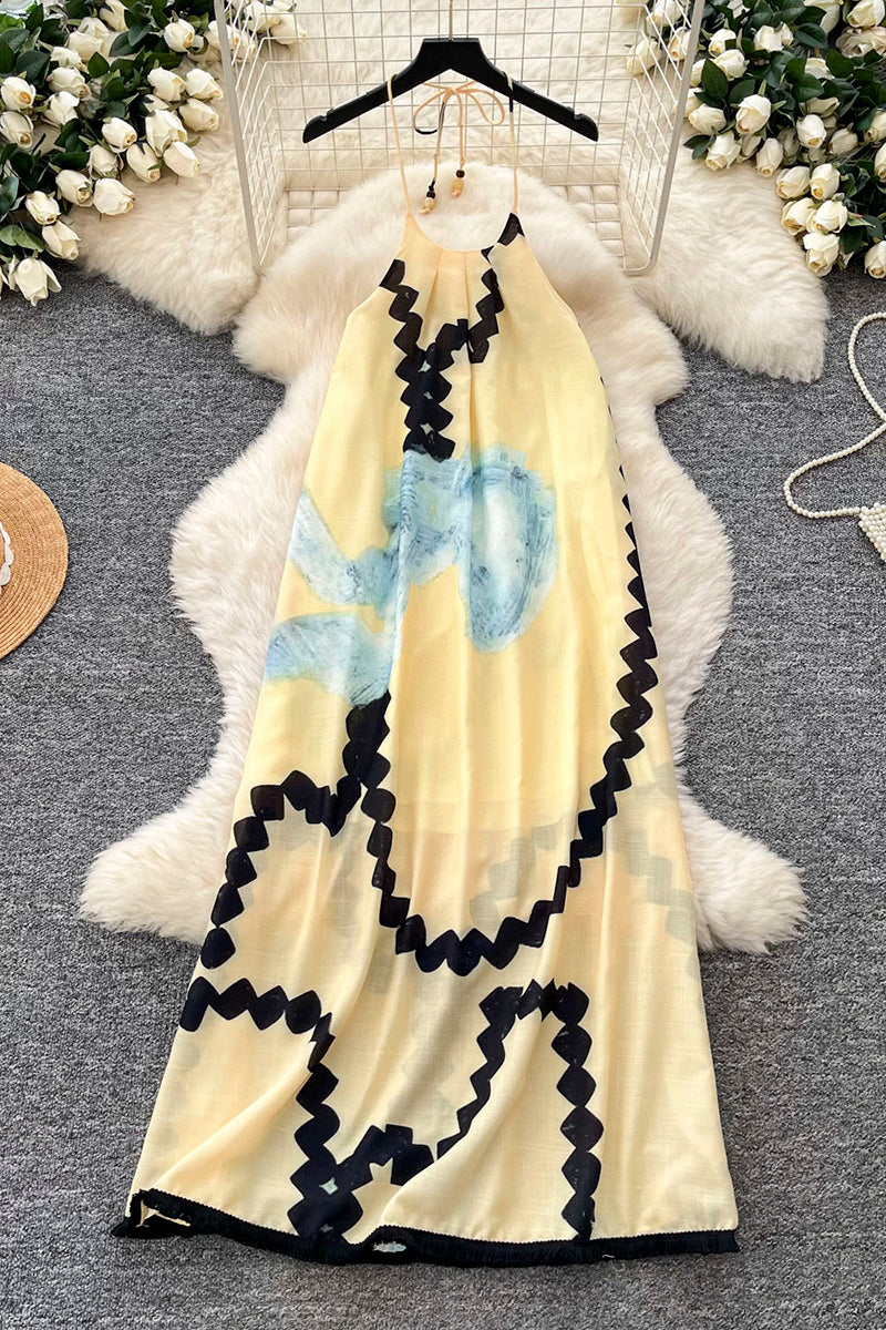 Abstract Pattern Sleeveless Casual Dress