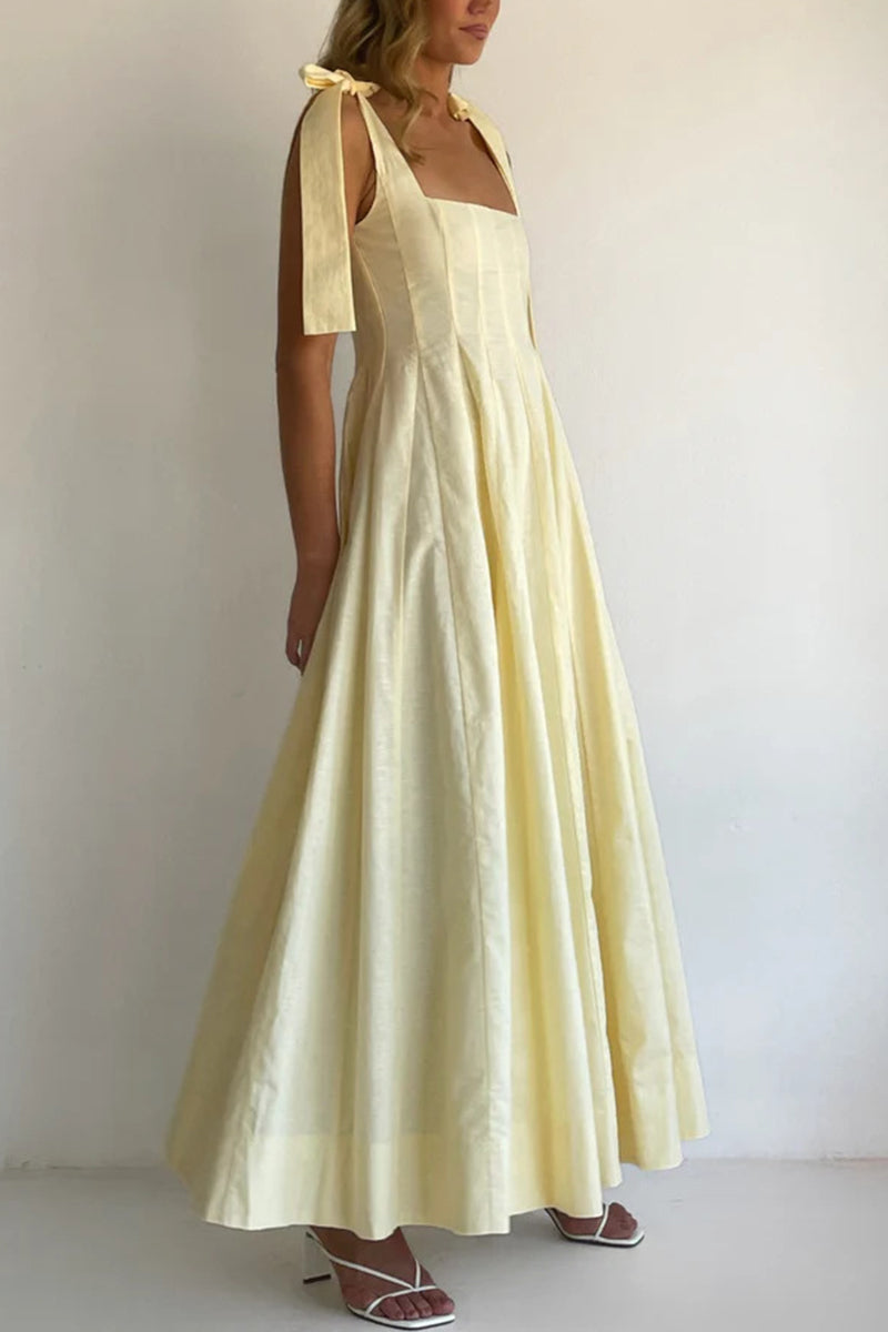 Bow Tie Strap Sleeveless Maxi Dress