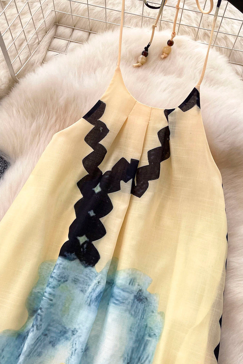Abstract Pattern Sleeveless Casual Dress
