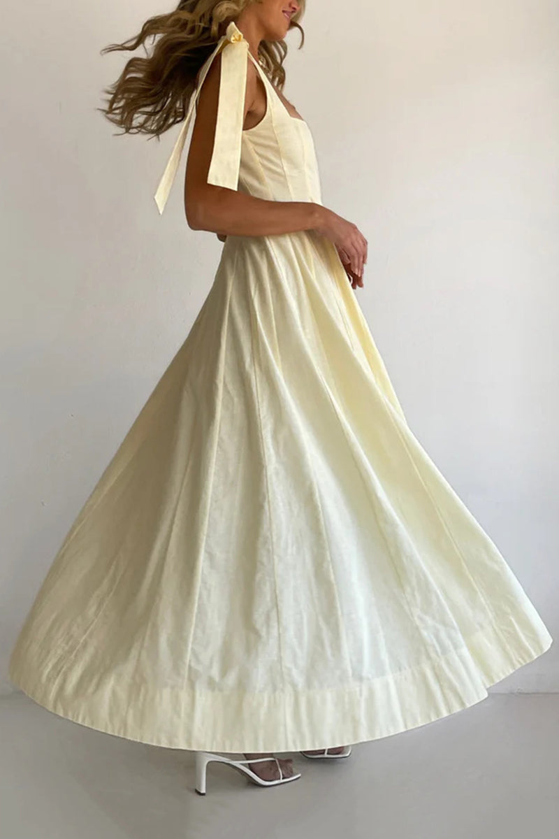 Bow Tie Strap Sleeveless Maxi Dress
