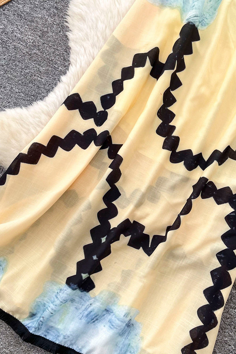 Abstract Pattern Sleeveless Casual Dress