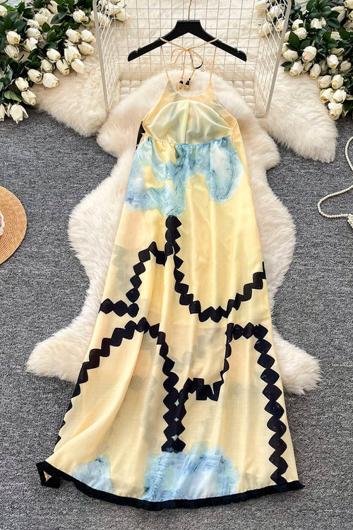 Abstract Pattern Sleeveless Casual Dress
