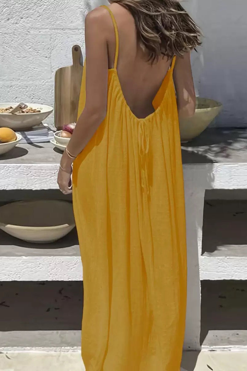 Backless Flowy Sleeveless Casual Dress
