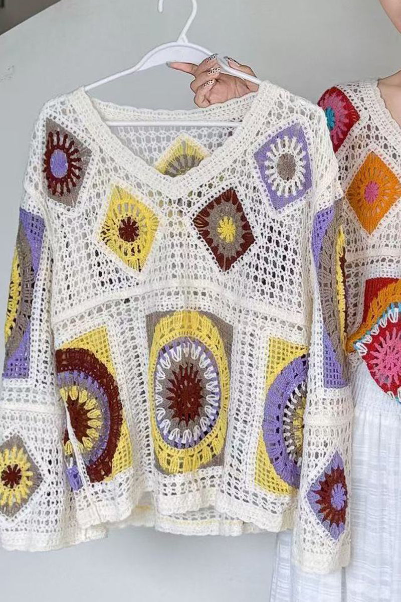 Boho Crochet Patchwork Blouse