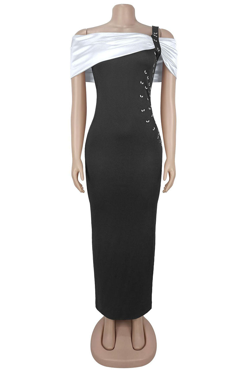 Asymmetric Off-Shoulder Butterfly Maxi Dress