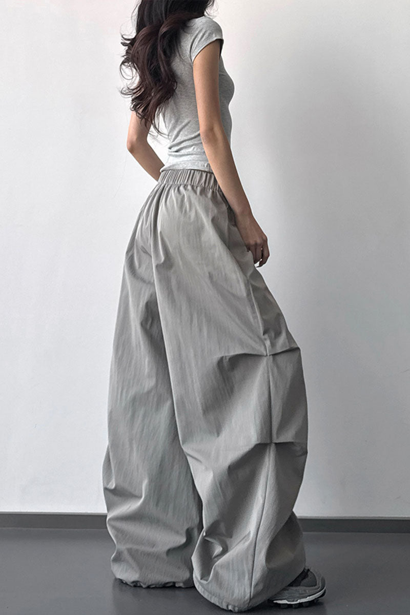 Button Cargo Wide Leg Pants