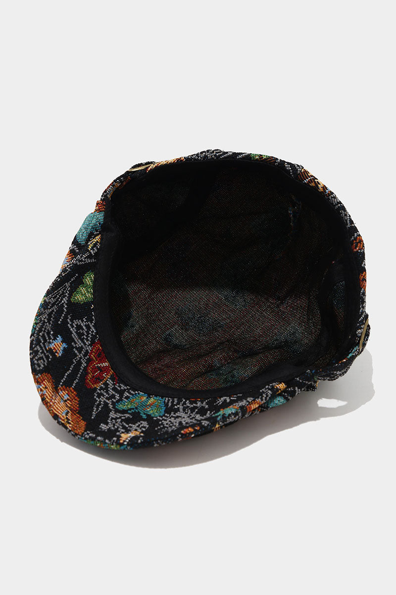 Butterfly Print Structured Flat Cap