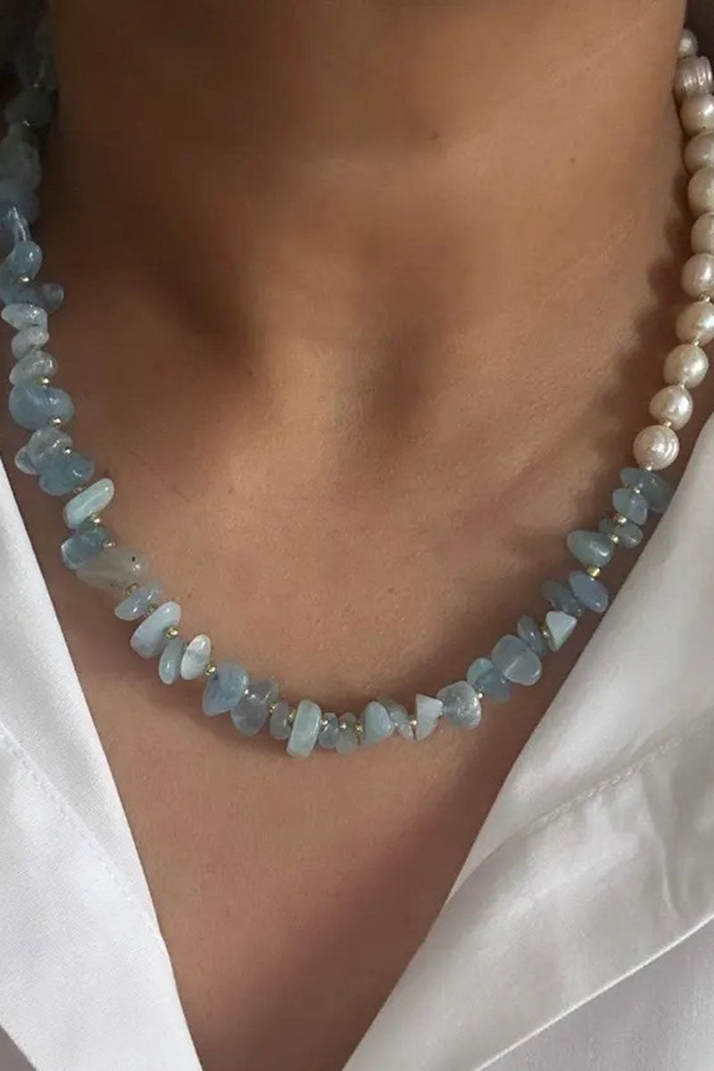 Baroque Pearl and Stone Chain Necklace