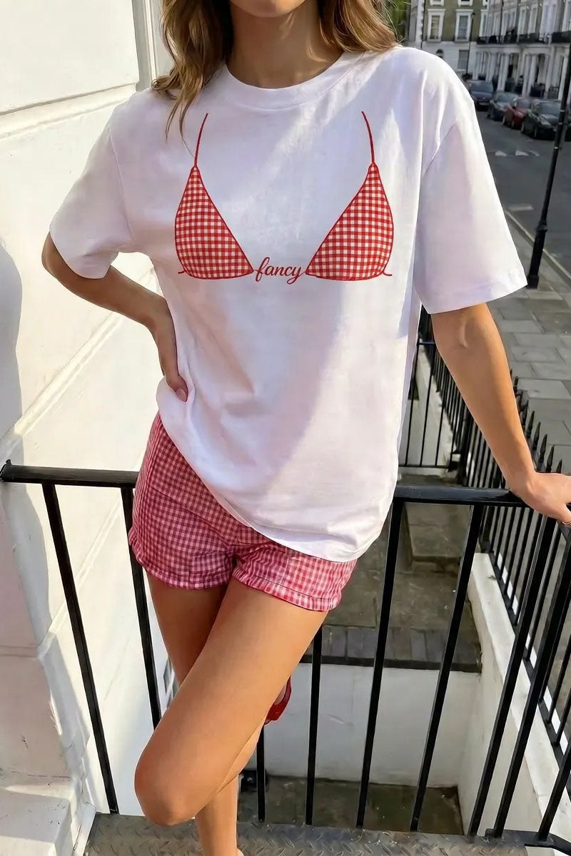 Bikini Print Crew Neck T-Shirt