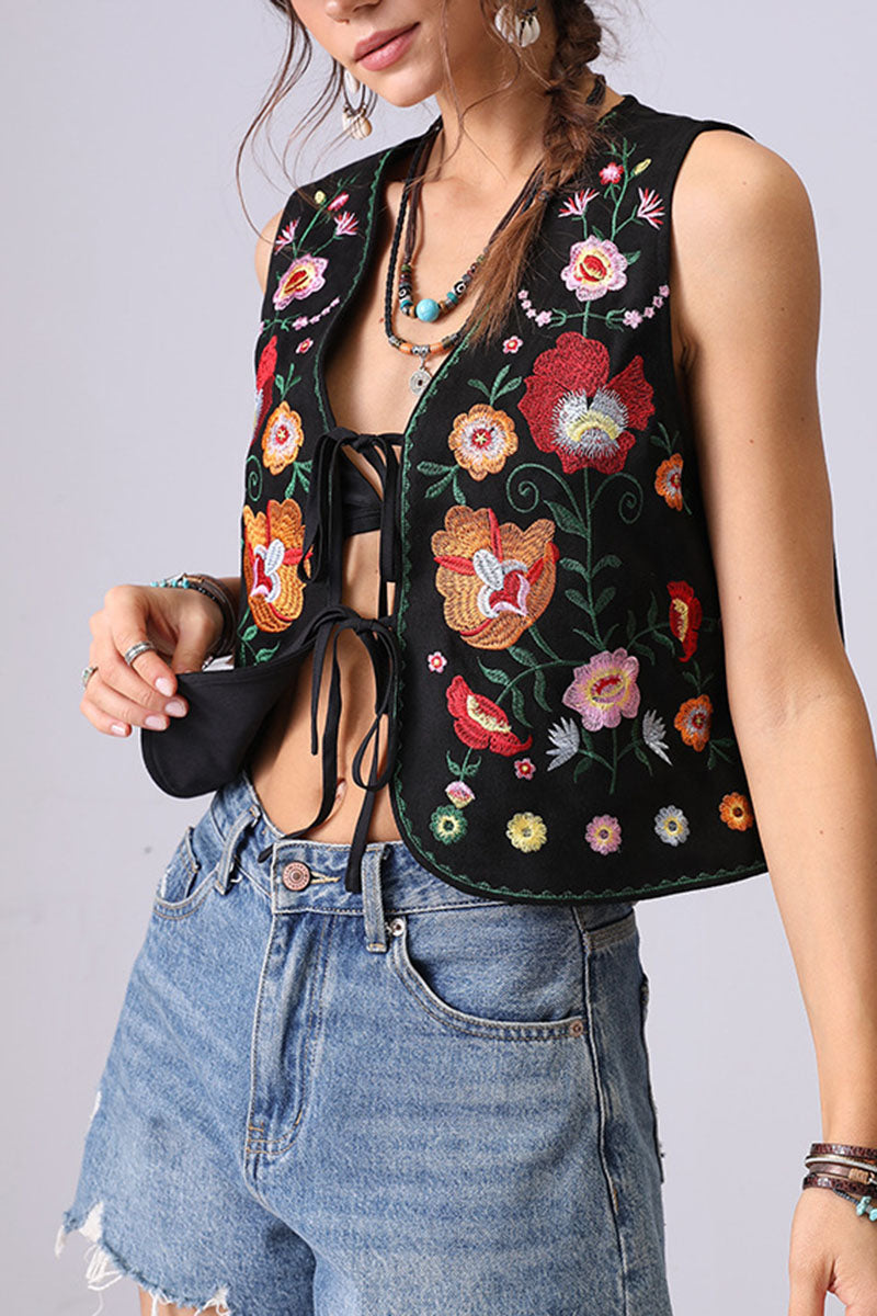 Botanical Pattern Sleeveless Vest