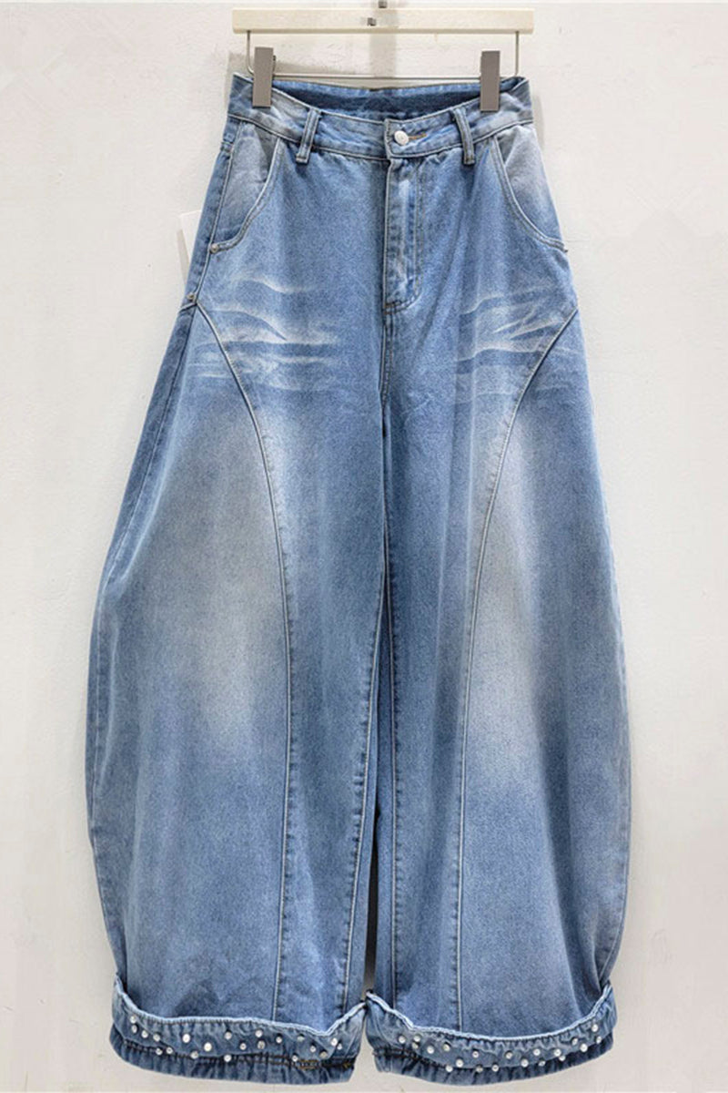 Beading Detail Barrel Jeans