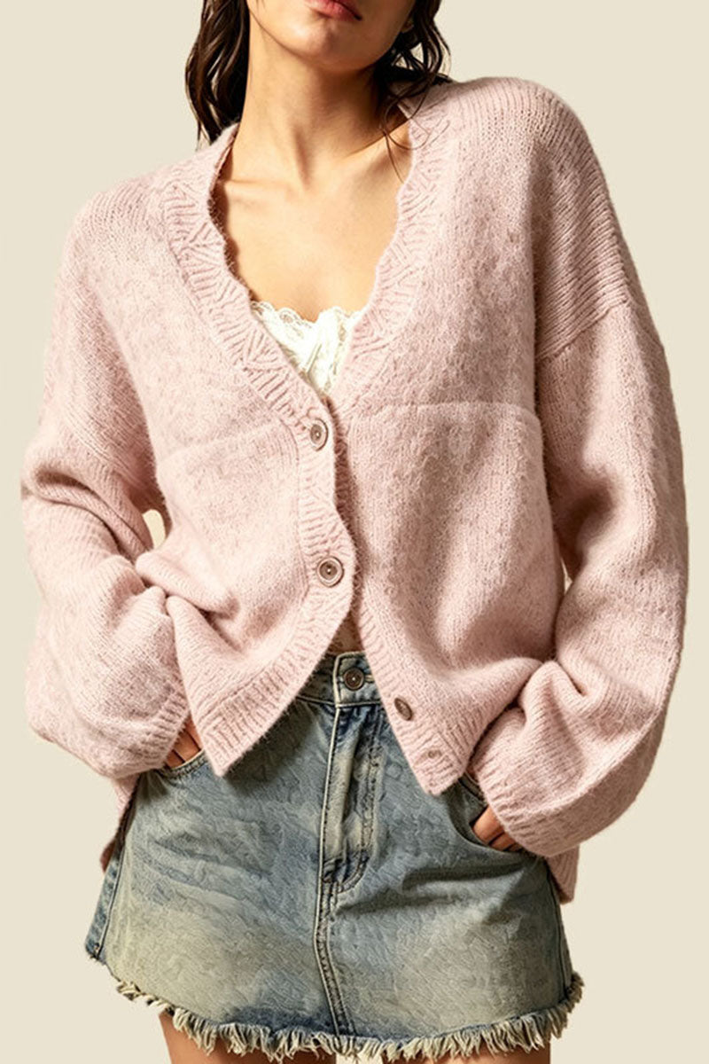 Button Front Patch Pocket Knit Cardigan