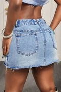 Asymmetrical Frayed Denim Skirt