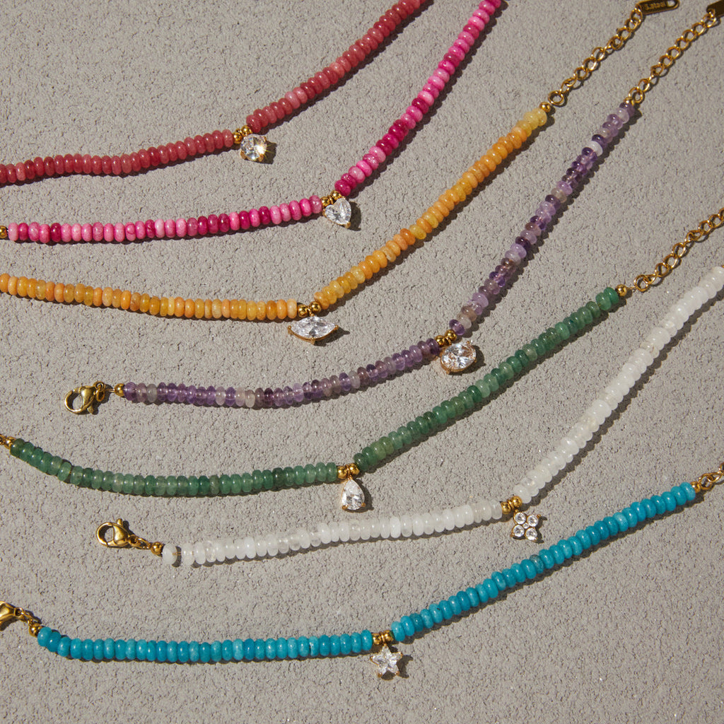 Beaded Charms Gemstone Bracelet