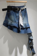 Asymmetrical Hem Denim Skirt