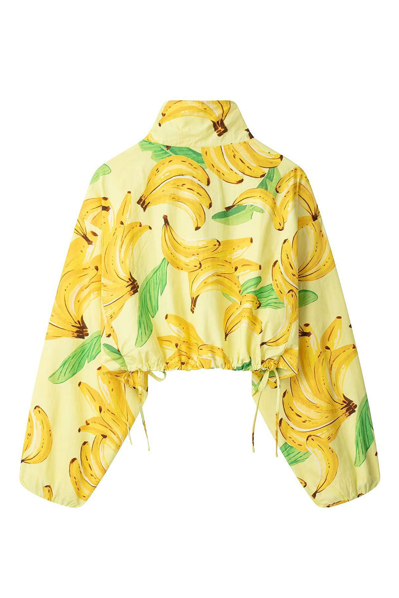Banana Print Button Jacket