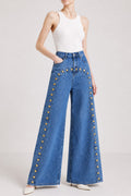 Button Arch Detail Straight Jeans