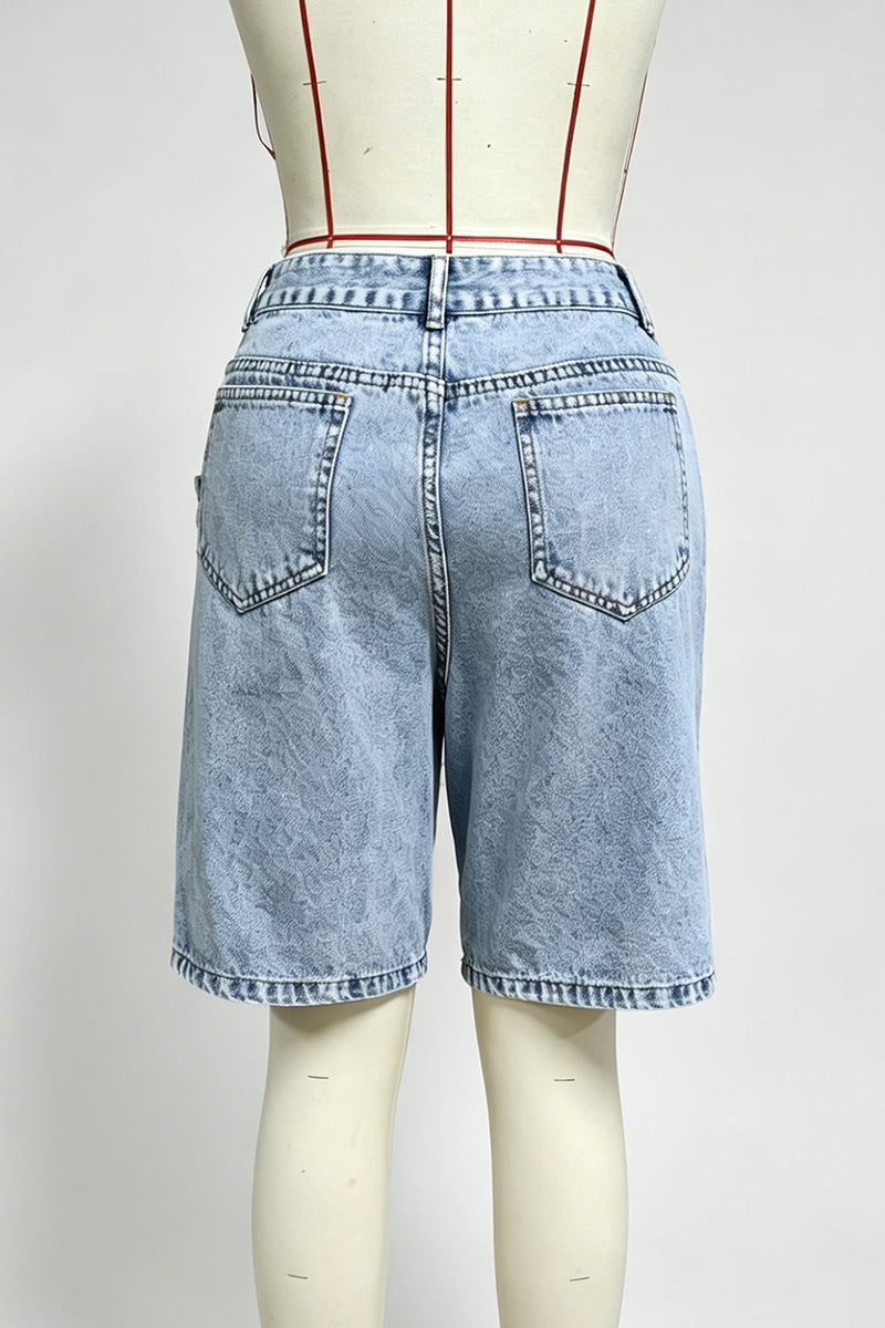 Asymmetrical Denim Shorts