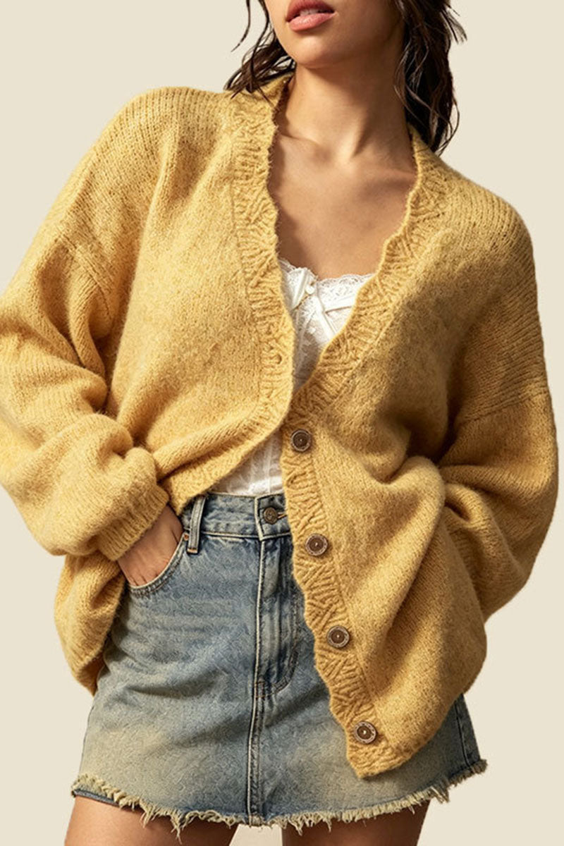 Button Front Patch Pocket Knit Cardigan