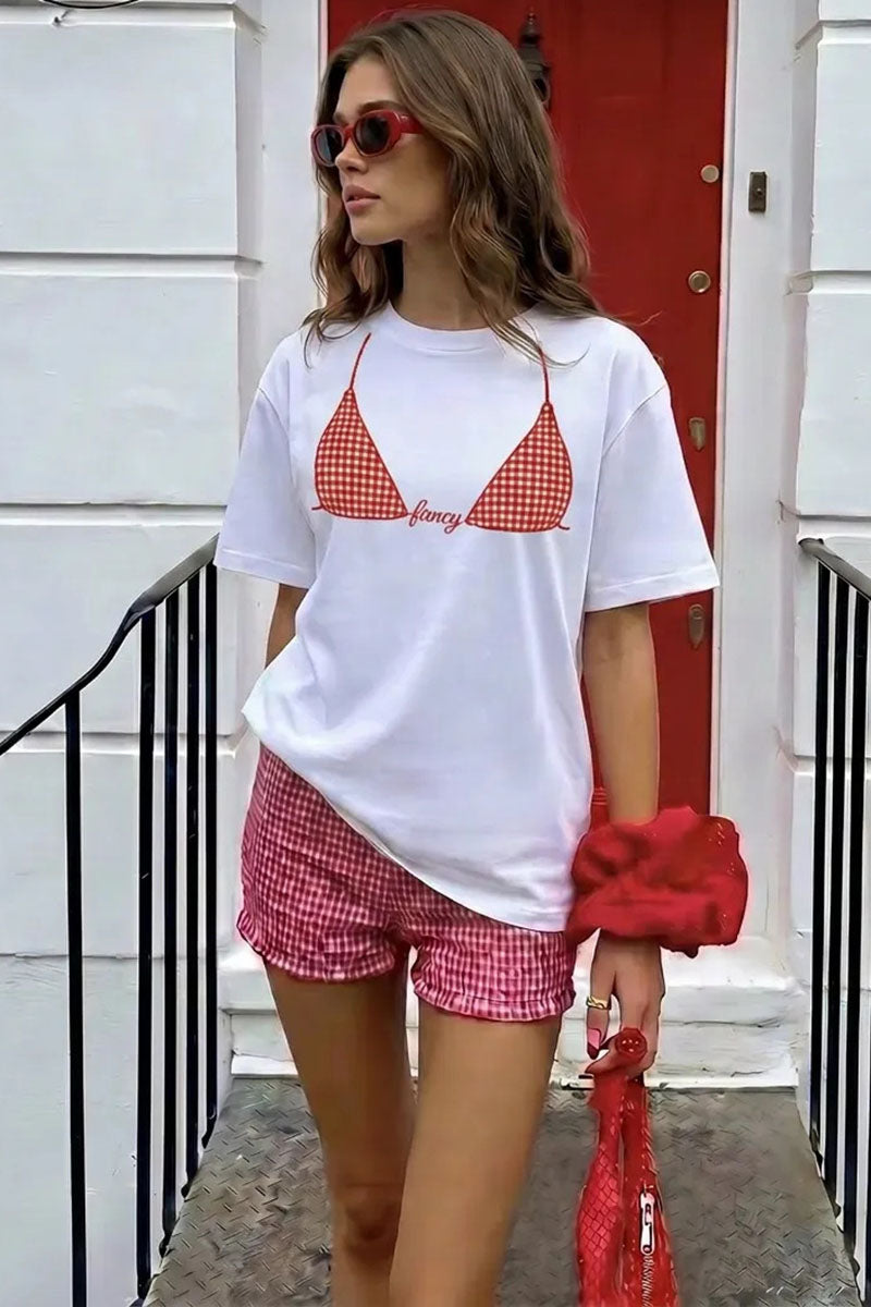 Bikini Print Crew Neck T-Shirt