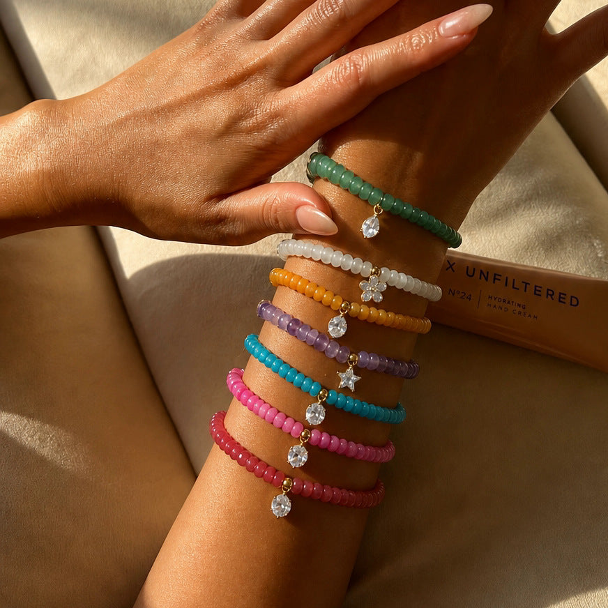 Beaded Charms Gemstone Bracelet