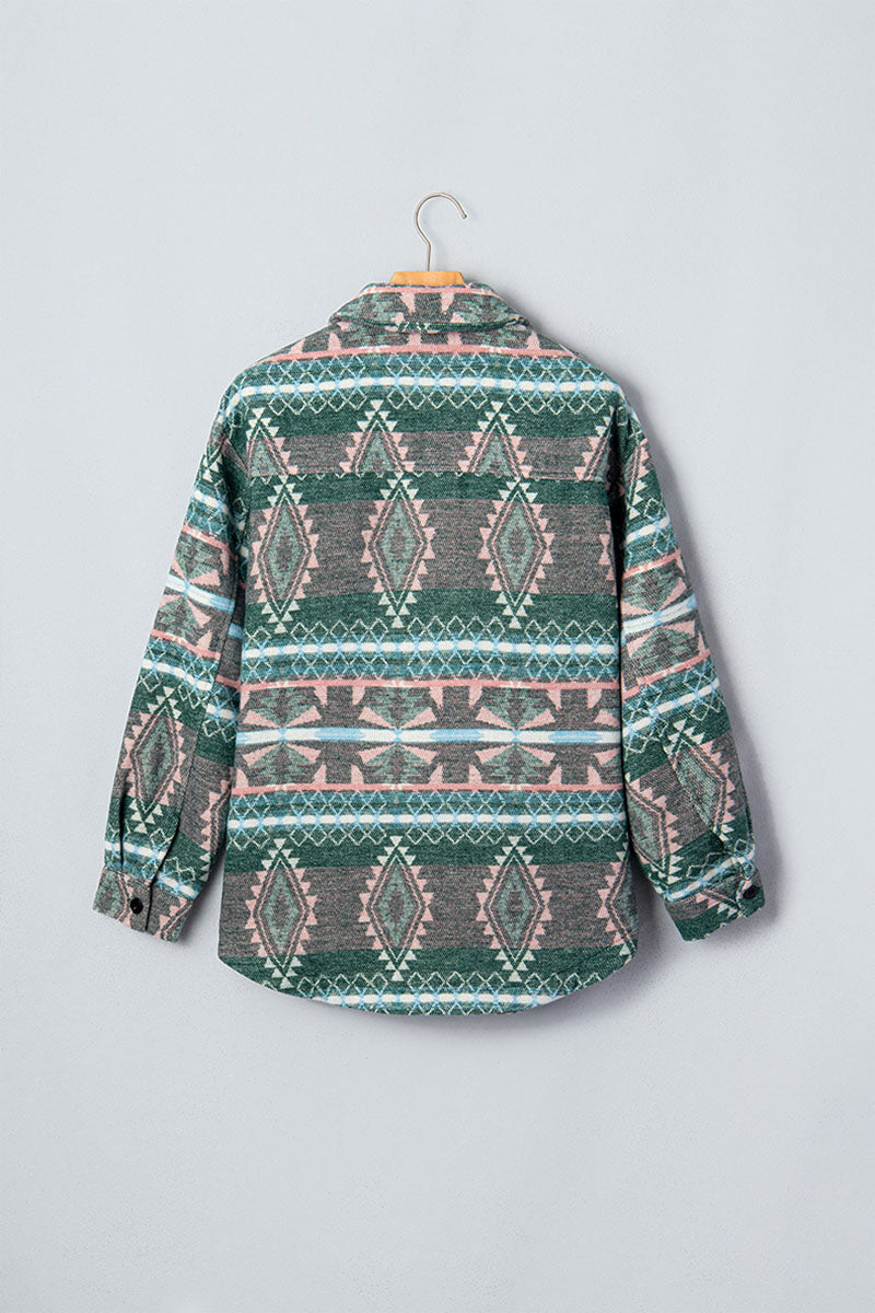 Aztec Print Button Front Jacket