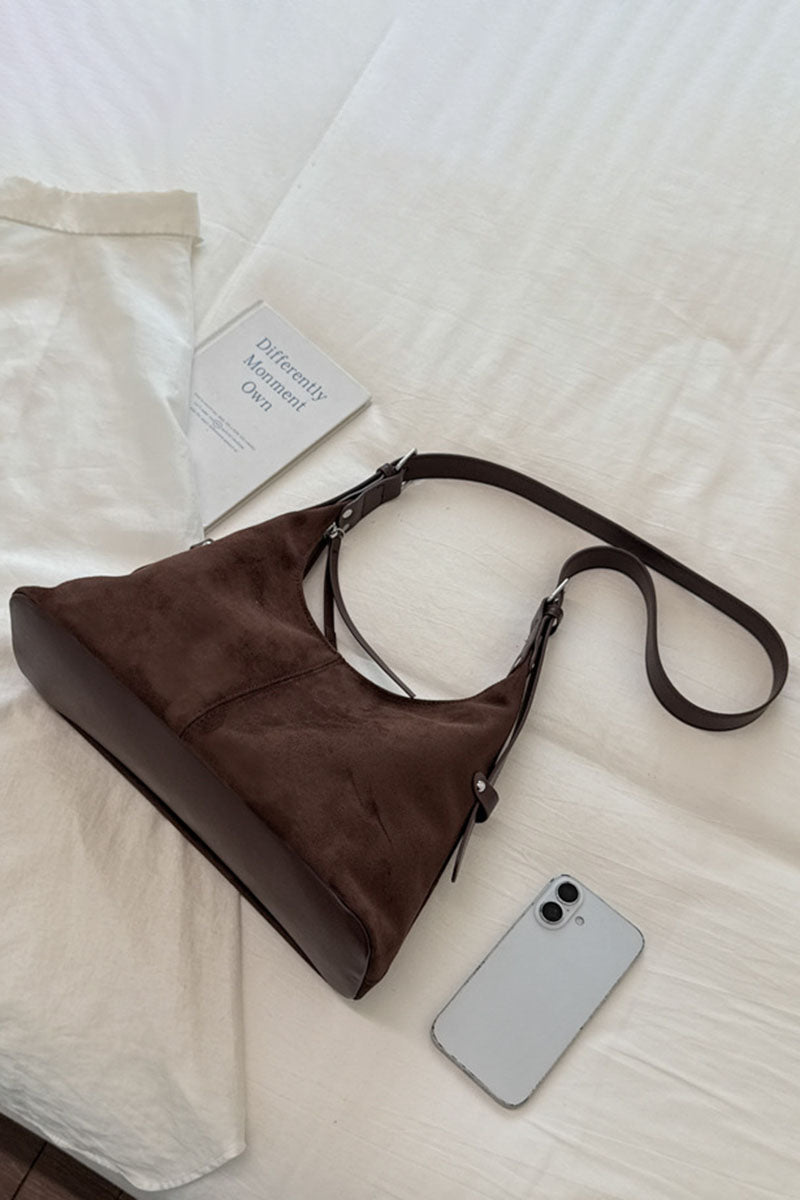 Adjustable Strap Suede Hobo Bag