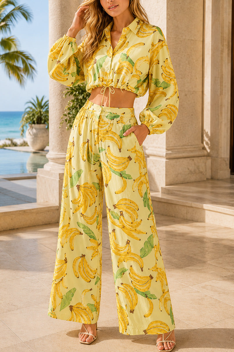 Banana Print Button Jacket