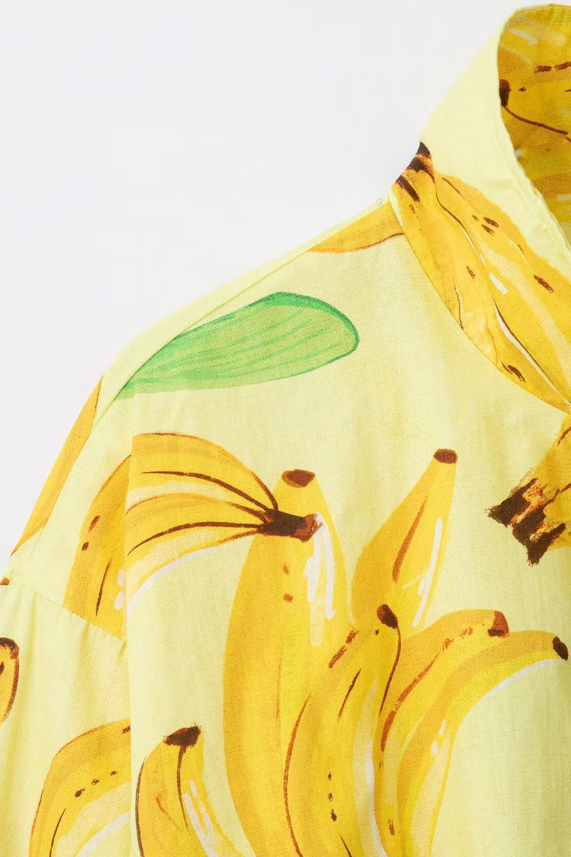 Banana Print Button Jacket