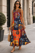 Abstract V-Neck Sleeveless Dress