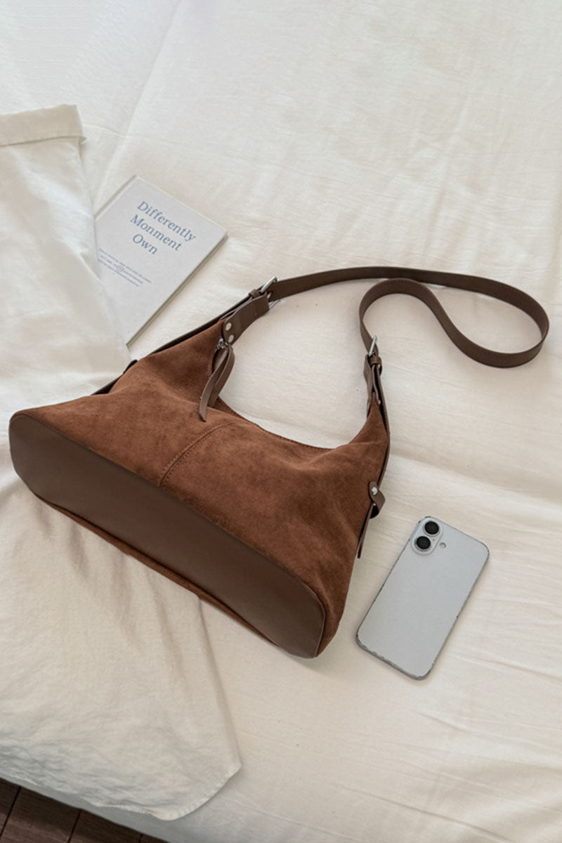 Adjustable Strap Suede Hobo Bag