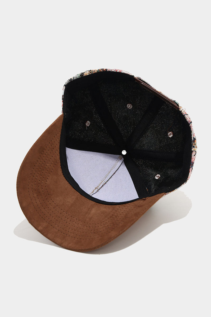 Butterfly Print Suede Brim Baseball Cap