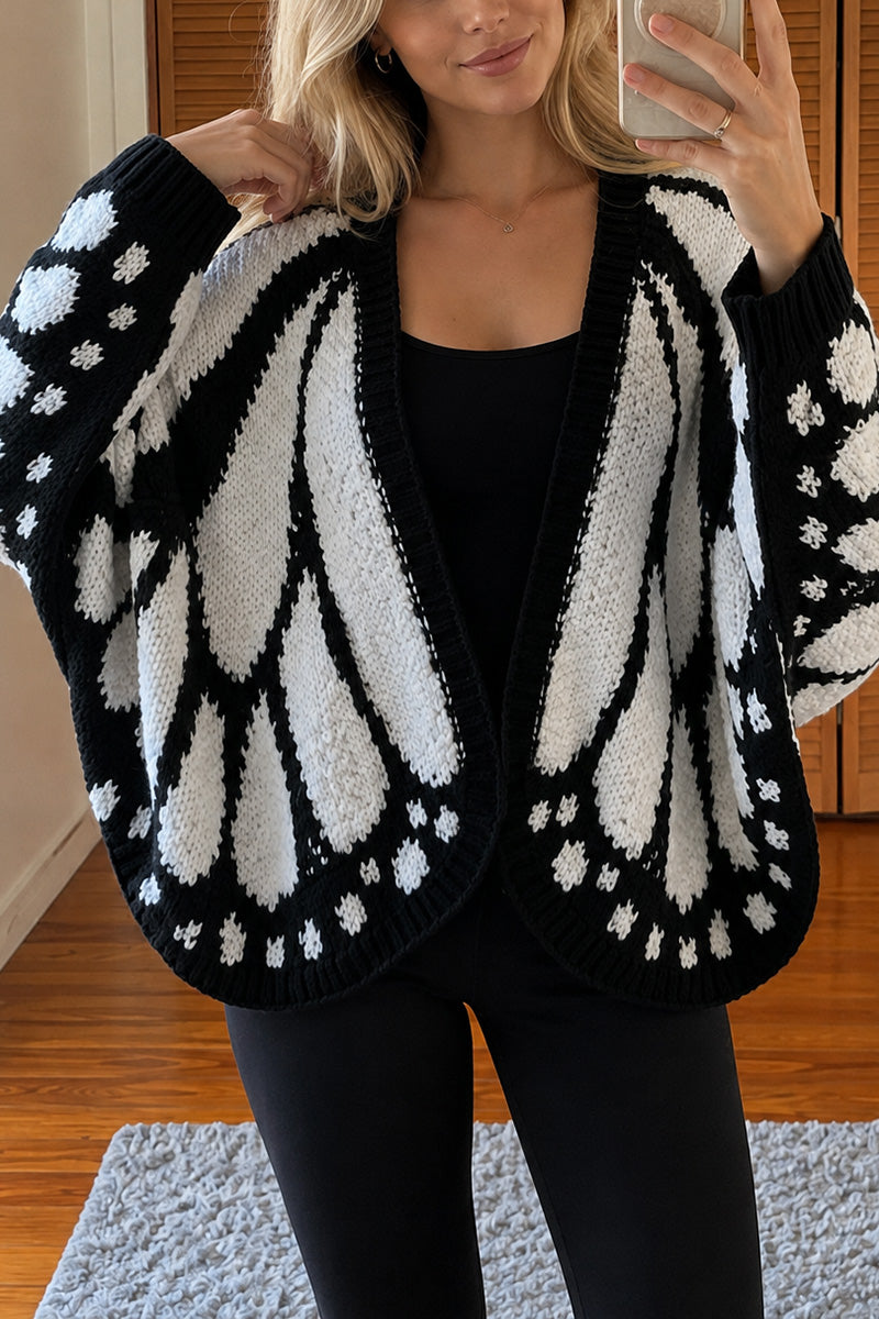 Butterfly Wing Knit Open Front Cape