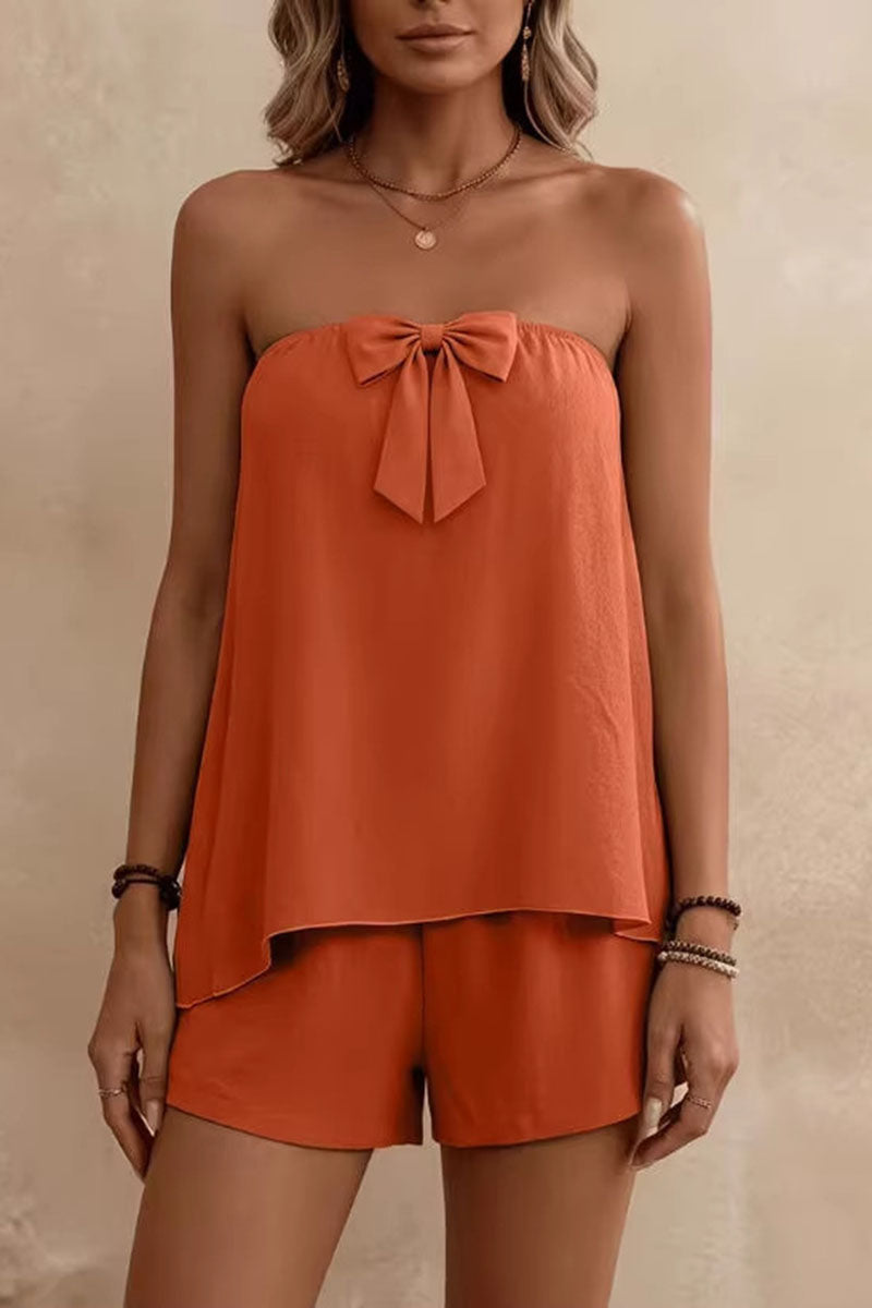 Bow Strapless Top and Short Set