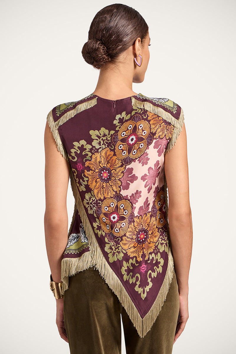 Asymmetric Fringe Hem Sleeveless Top