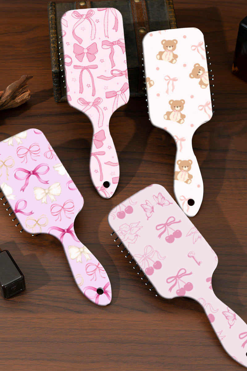 Bow Pattern Paddle Hair Brush
