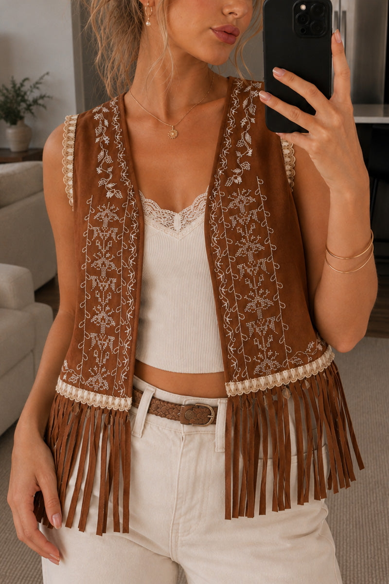 Boho Fringe Sleeveless Vest