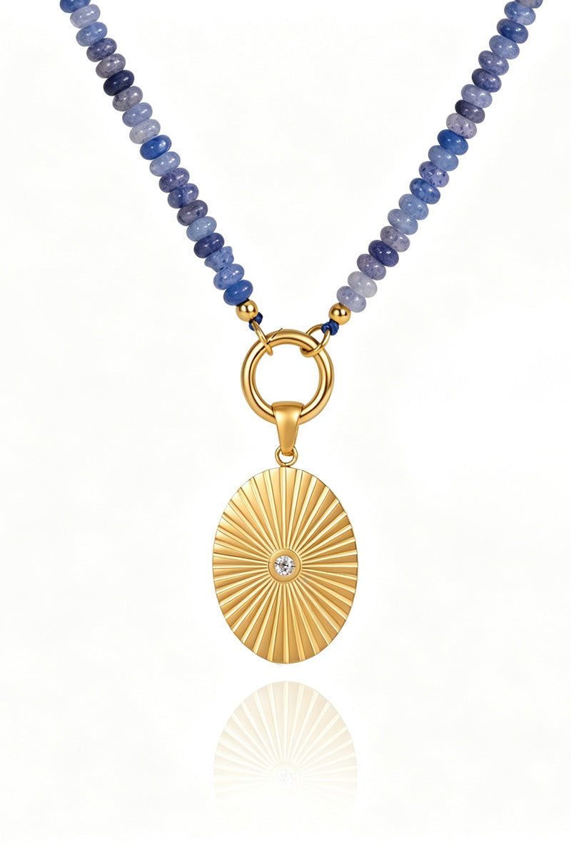Beaded Chain Geometric Pendant Necklace