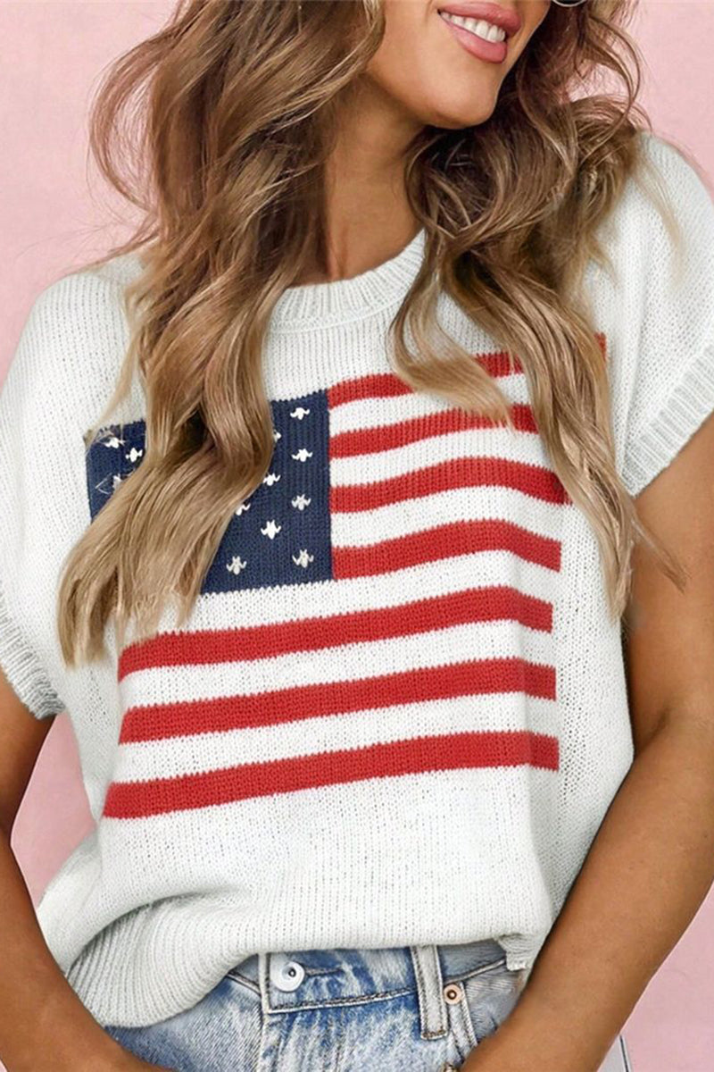 American Flag Short Sleeve Knit Vest