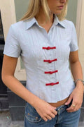 Bow Detail Button Blouse