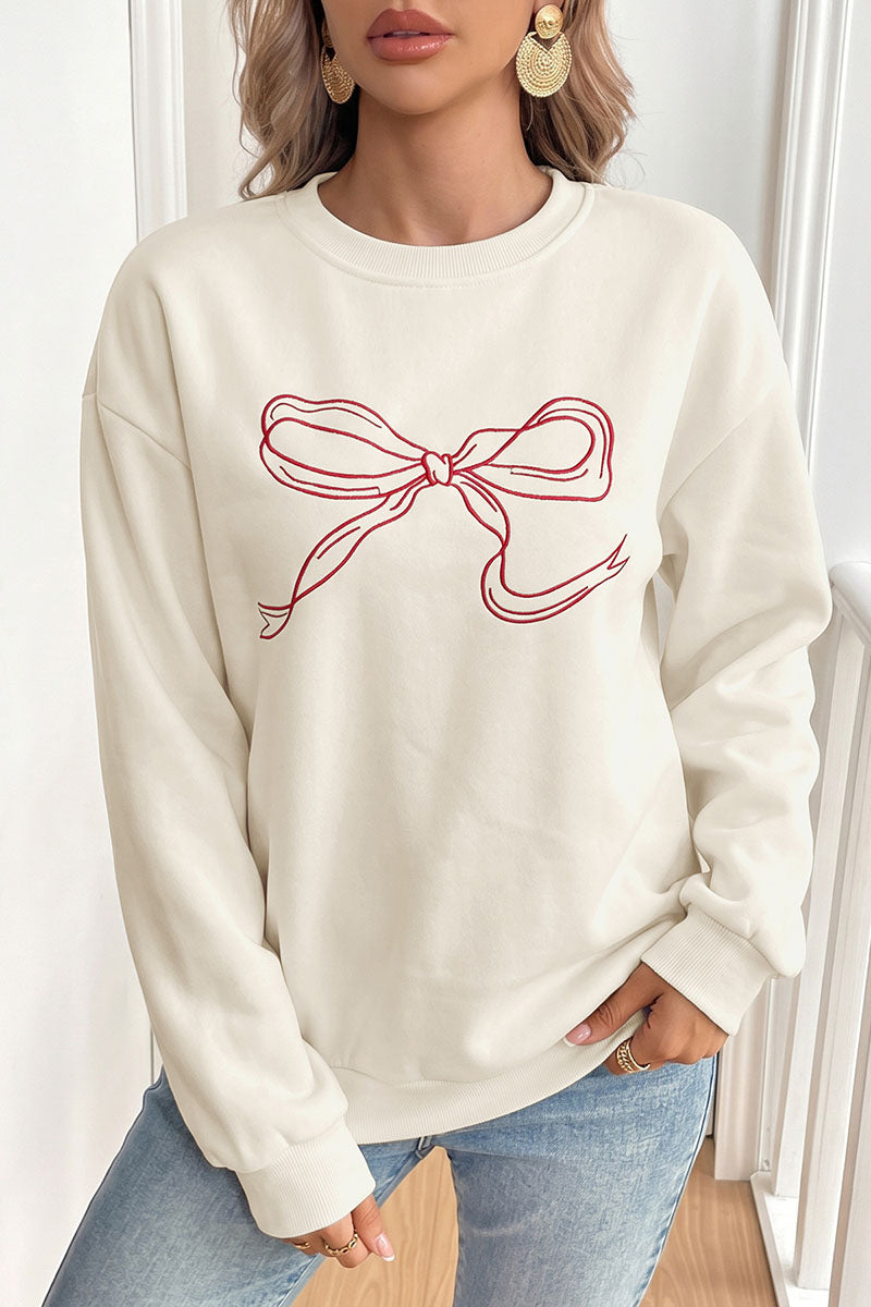 Bow Graphic Crew Neck Sweatshirt